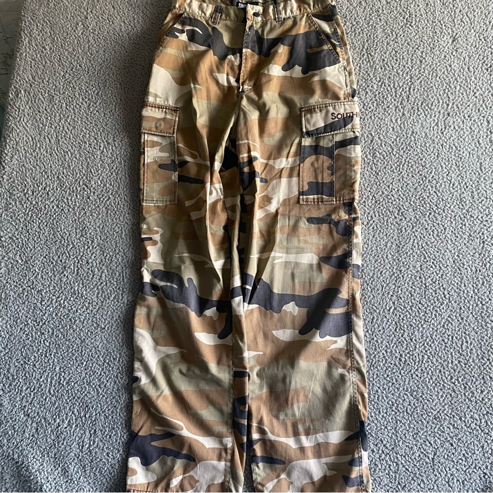 Southpole Camouflage Cargo Pants Mens 32 brown military Y2K